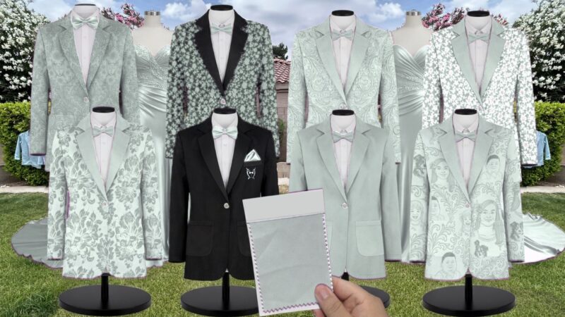 Mint Green Lux Chiffon Suit and Tuxedo – Exact Color Match for Dessy Bridesmaid Dresses