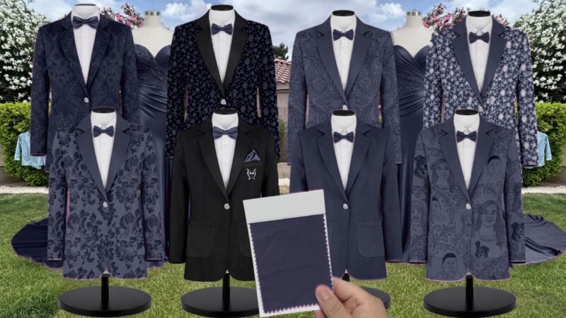 Midnight Navy Lux Chiffon Suit and Tuxedo – Exact Color Match for Dessy Bridesmaid Dresses