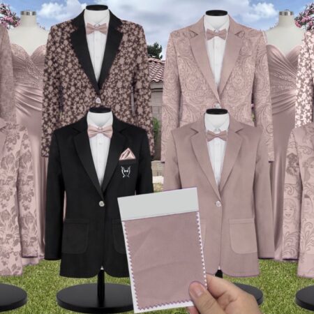 Neu Nude Satin Twill Suit and Tuxedo – Exact Color Match for Dessy Bridesmaid Dresses