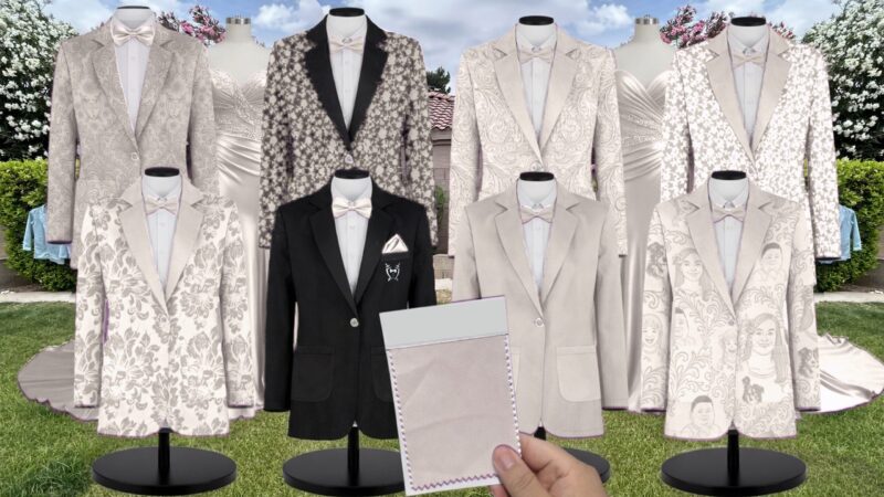 Oat Crepe Suit and Tuxedo – Exact Color Match for Dessy Bridesmaid Dresses