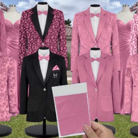 Orchid Pink Whisper Satin Suit and Tuxedo – Exact Color Match for Dessy Bridesmaid Dresses