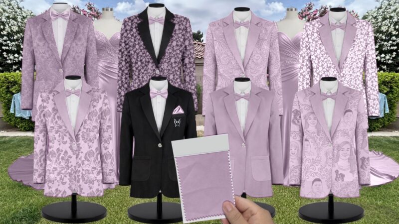 Pale Purple Luxe Stretch Satin Suit and Tuxedo – Exact Color Match for Dessy Bridesmaid Dresses