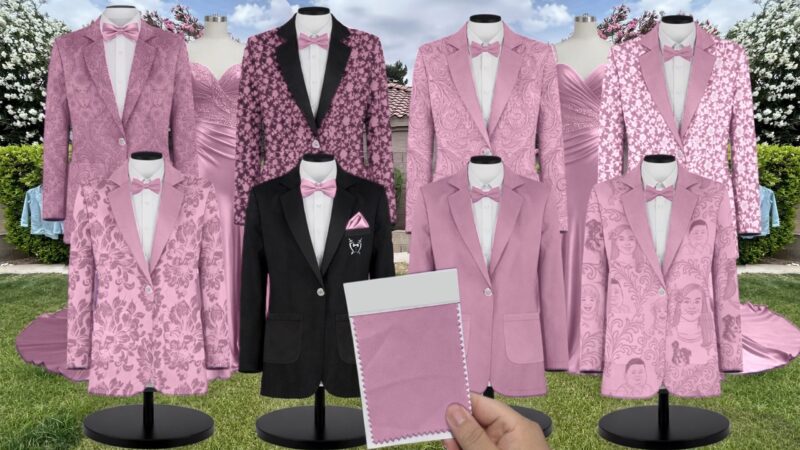 Powder Pink Lux Chiffon Suit and Tuxedo – Exact Color Match for Dessy Bridesmaid Dresses