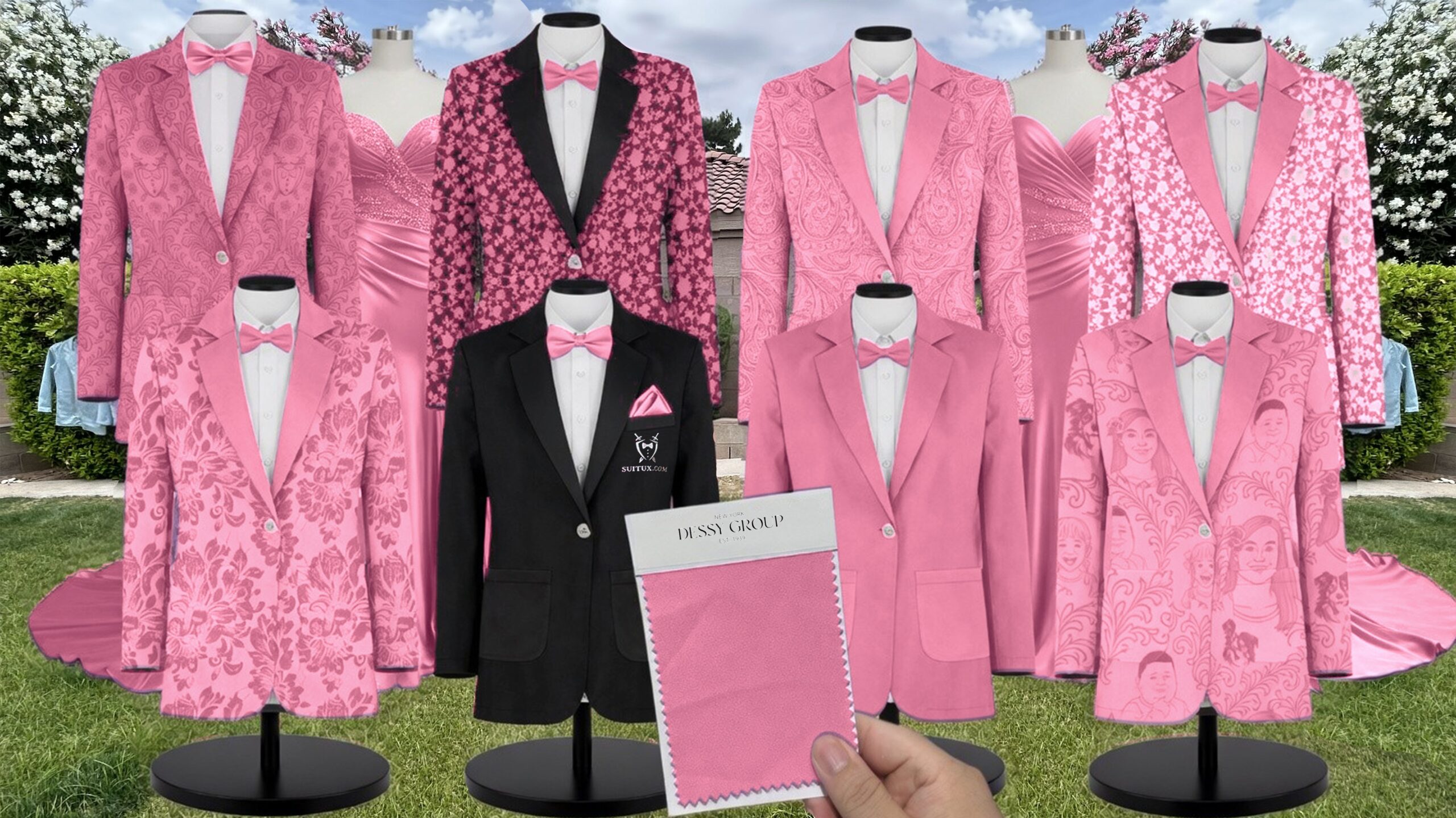 Rose Garden Neu Tulle Chateau Garden Suit and Tuxedo – Exact Color Match for Dessy Bridesmaid Dresses