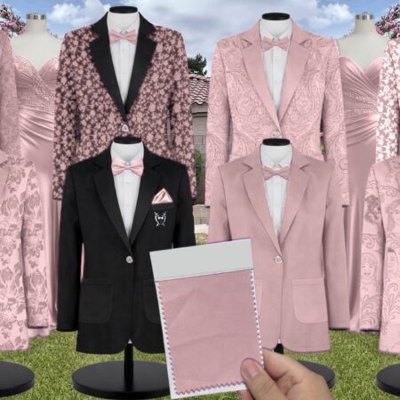 Rose Trellis 3D Sequin Embroidery Suit and Tuxedo – Exact Color Match for Dessy Bridesmaid Dresses