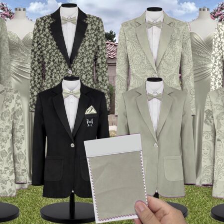 Sage Lux Chiffon Suit and Tuxedo – Exact Color Match for Dessy Bridesmaid Dresses