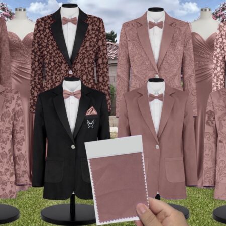Sienna Whisper Satin Suit and Tuxedo – Exact Color Match for Dessy Bridesmaid Dresses