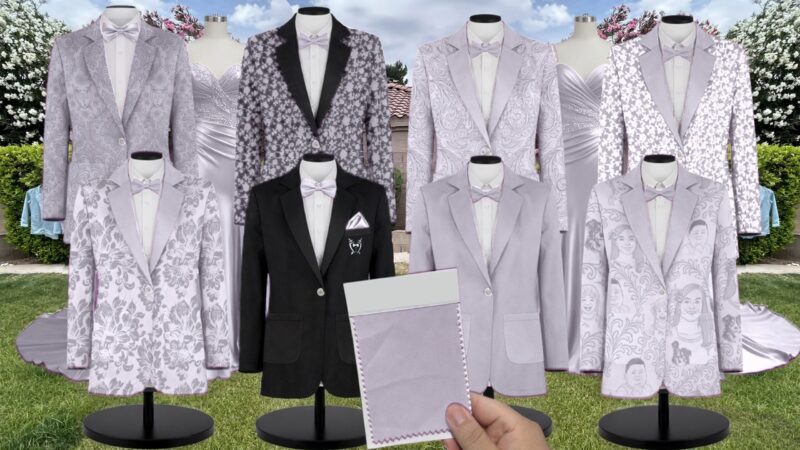 Silver Dove Whisper Satin Suit and Tuxedo – Exact Color Match for Dessy Bridesmaid Dresses