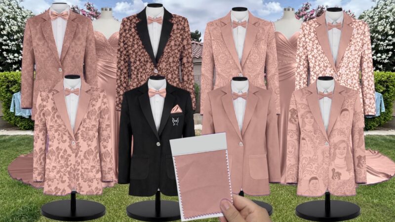 Metallic Sienna Pleated Metallic Suit and Tuxedo – Exact Color Match for Dessy Bridesmaid Dresses