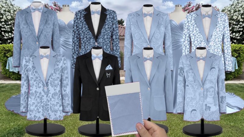 Sky Blue Lux Chiffon Suit and Tuxedo – Exact Color Match for Dessy Bridesmaid Dresses