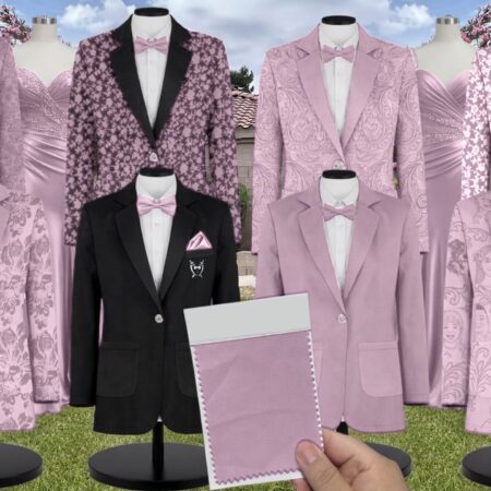 Suede Rose Satin Twill Suit and Tuxedo – Exact Color Match for Dessy Bridesmaid Dresses
