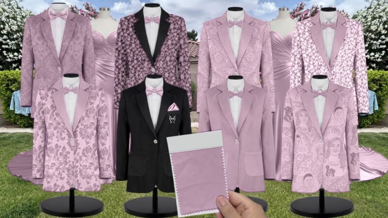 Suede Rose Satin Twill Suit and Tuxedo – Exact Color Match for Dessy Bridesmaid Dresses