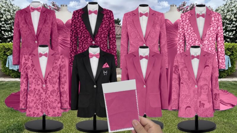 Tea Rose Crepe Suit and Tuxedo – Exact Color Match for Dessy Bridesmaid Dresses