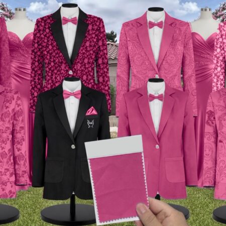 Tea Rose Luxe Stretch Satin Suit and Tuxedo – Exact Color Match for Dessy Bridesmaid Dresses