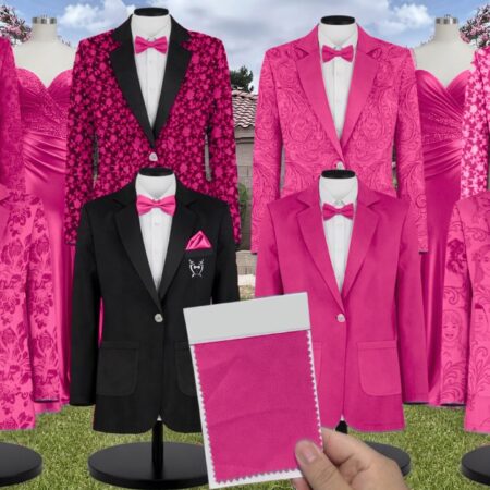 Think Pink Satin Twill Suit and Tuxedo – Exact Color Match for Dessy Bridesmaid Dresses