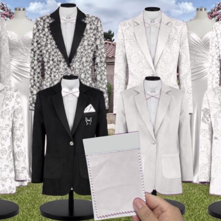 White Satin Twill Suit and Tuxedo – Exact Color Match for Dessy Bridesmaid Dresses