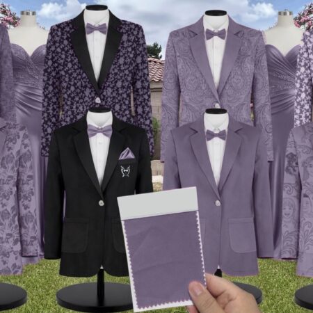 Amethyst Chiffon Suit and Tuxedo – Exact Color Match for Kennedy Blue Bridesmaid Dresses