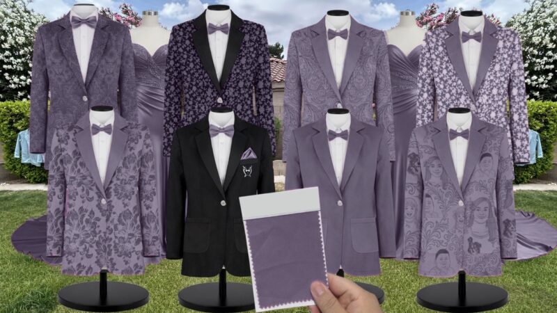 Amethyst Velvet Suit and Tuxedo – Exact Color Match for Kennedy Blue Bridesmaid Dresses