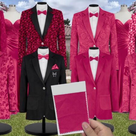 Berry Luxe Satin Suit and Tuxedo – Exact Color Match for Kennedy Blue Bridesmaid Dresses