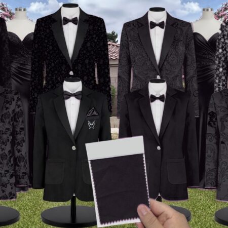 Black Velvet Suit and Tuxedo – Exact Color Match for Kennedy Blue Bridesmaid Dresses
