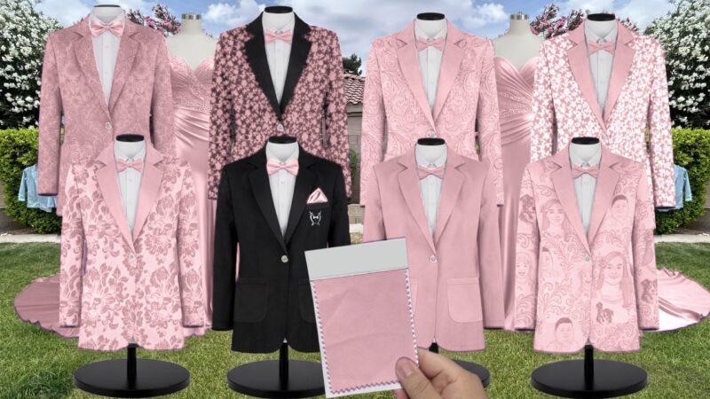 Blossom Luxe Satin Suit and Tuxedo – Exact Color Match for Kennedy Blue Bridesmaid Dresses