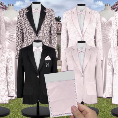 Blossom White Vines Suit and Tuxedo – Exact Color Match for Kennedy Blue Bridesmaid Dresses