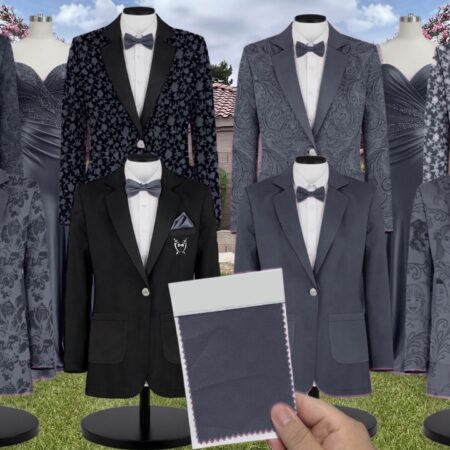 Charcoal Velvet Suit and Tuxedo – Exact Color Match for Kennedy Blue Bridesmaid Dresses