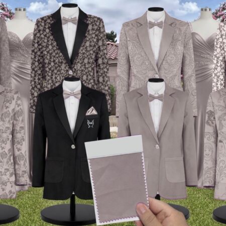 Chocolate White Vines Suit and Tuxedo – Exact Color Match for Kennedy Blue Bridesmaid Dresses