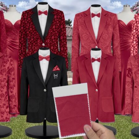 Claret Chiffon Suit and Tuxedo – Exact Color Match for Kennedy Blue Bridesmaid Dresses