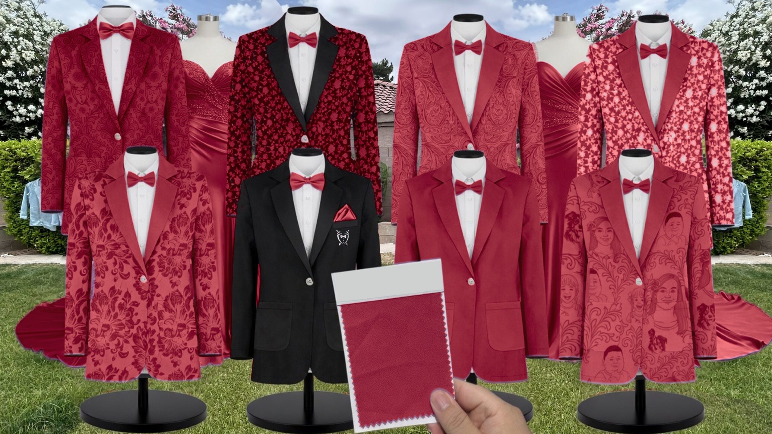 Claret groomsmen suit color match