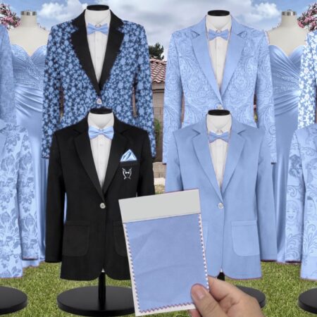 Cornflower Chiffon Suit and Tuxedo – Exact Color Match for Kennedy Blue Bridesmaid Dresses