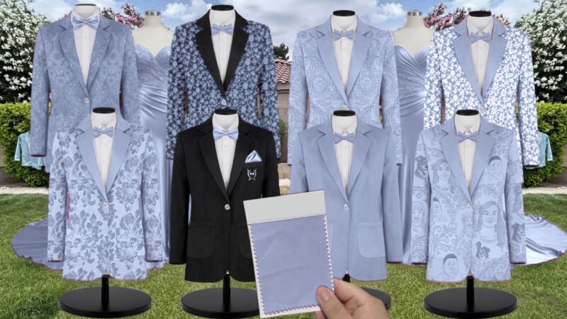 Cornflower Luxe Satin Suit and Tuxedo – Exact Color Match for Kennedy Blue Bridesmaid Dresses