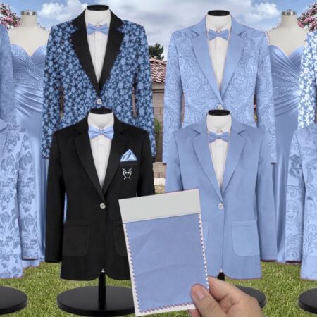 Cornflower Velvet Suit and Tuxedo – Exact Color Match for Kennedy Blue Bridesmaid Dresses