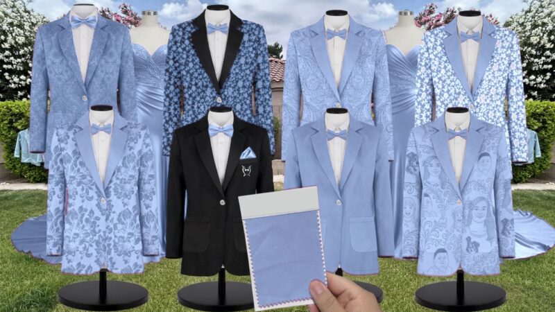 Cornflower Velvet Suit and Tuxedo – Exact Color Match for Kennedy Blue Bridesmaid Dresses