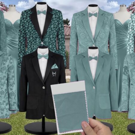 Deep Sea Chiffon Suit and Tuxedo – Exact Color Match for Kennedy Blue Bridesmaid Dresses