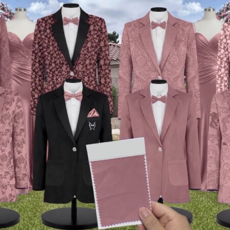 Desert Rose Velvet Suit and Tuxedo – Exact Color Match for Kennedy Blue Bridesmaid Dresses