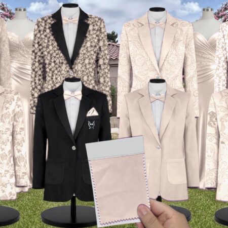 Dew Drop Luxe Satin Suit and Tuxedo – Exact Color Match for Kennedy Blue Bridesmaid Dresses