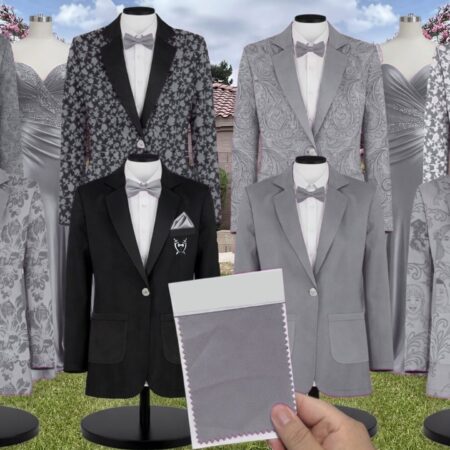 Dove Luxe Satin Suit and Tuxedo – Exact Color Match for Kennedy Blue Bridesmaid Dresses