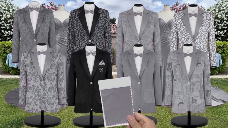 Dove Velvet Suit and Tuxedo – Exact Color Match for Kennedy Blue Bridesmaid Dresses