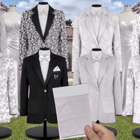 Dove White Vines Suit and Tuxedo – Exact Color Match for Kennedy Blue Bridesmaid Dresses