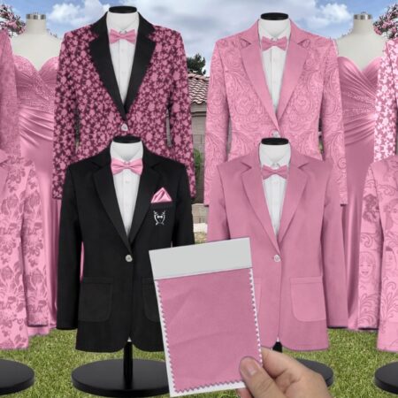 Dusty Pink Chiffon Suit and Tuxedo – Exact Color Match for Kennedy Blue Bridesmaid Dresses