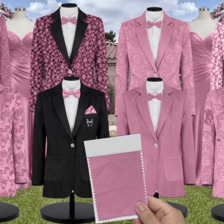 Dusty Pink Velvet Suit and Tuxedo – Exact Color Match for Kennedy Blue Bridesmaid Dresses