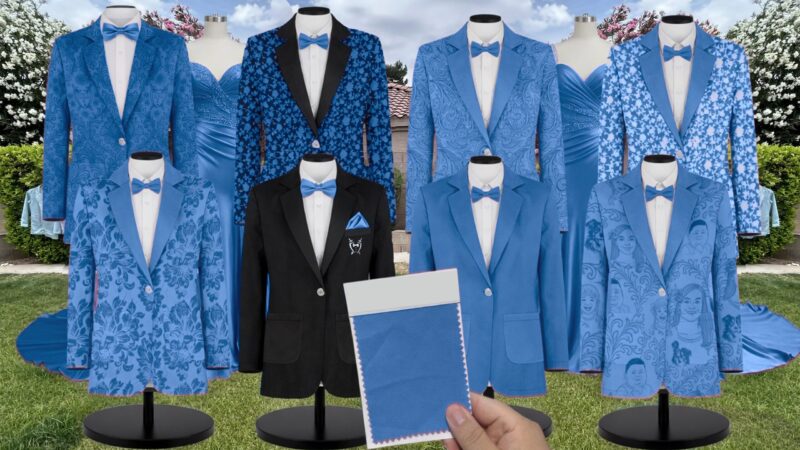 Electric Blue Chiffon Suit and Tuxedo – Exact Color Match for Kennedy Blue Bridesmaid Dresses