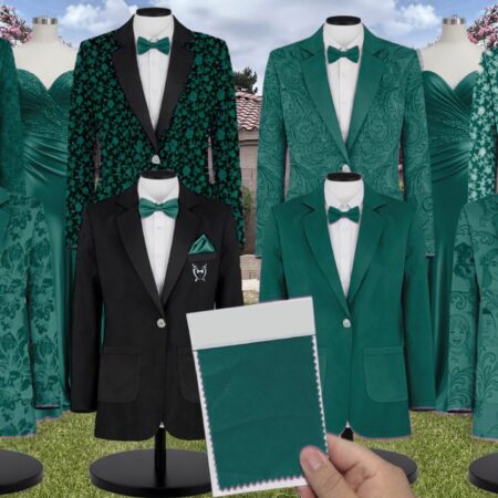 Emerald Chiffon Suit and Tuxedo – Exact Color Match for Kennedy Blue Bridesmaid Dresses