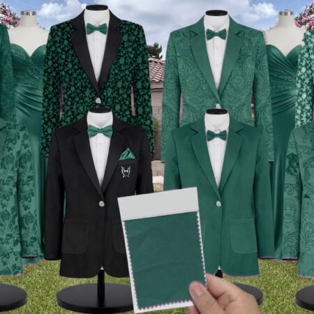 Emerald Luxe Satin Suit and Tuxedo – Exact Color Match for Kennedy Blue Bridesmaid Dresses