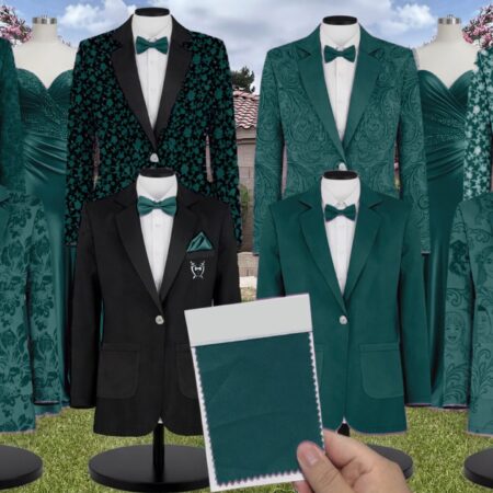Emerald Velvet Suit and Tuxedo – Exact Color Match for Kennedy Blue Bridesmaid Dresses