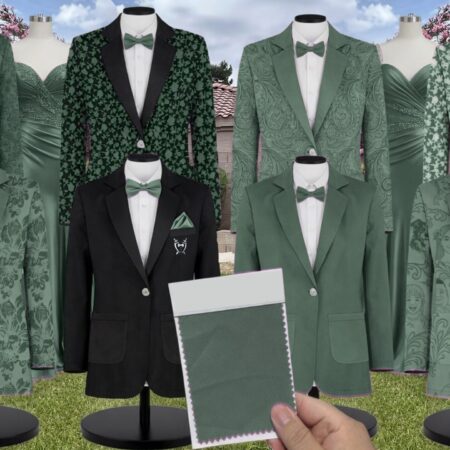 Eucalyptus Luxe Satin Suit and Tuxedo – Exact Color Match for Kennedy Blue Bridesmaid Dresses