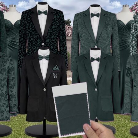 Forest Green Luxe Satin Suit and Tuxedo – Exact Color Match for Kennedy Blue Bridesmaid Dresses