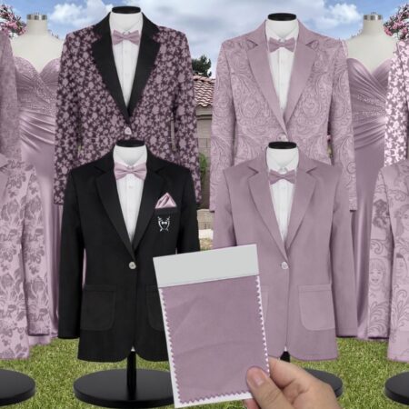 French Lilac Luxe Satin Suit and Tuxedo – Exact Color Match for Kennedy Blue Bridesmaid Dresses