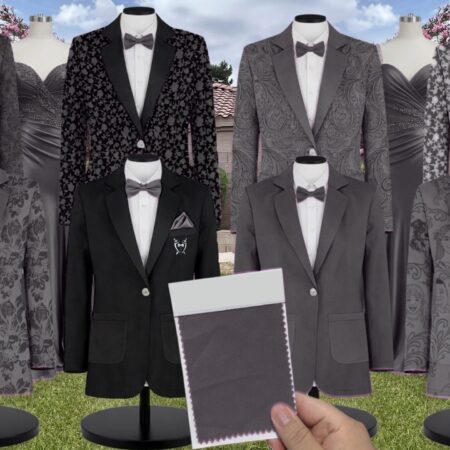 Grey Shrubbery Suit and Tuxedo – Exact Color Match for Kennedy Blue Bridesmaid Dresses